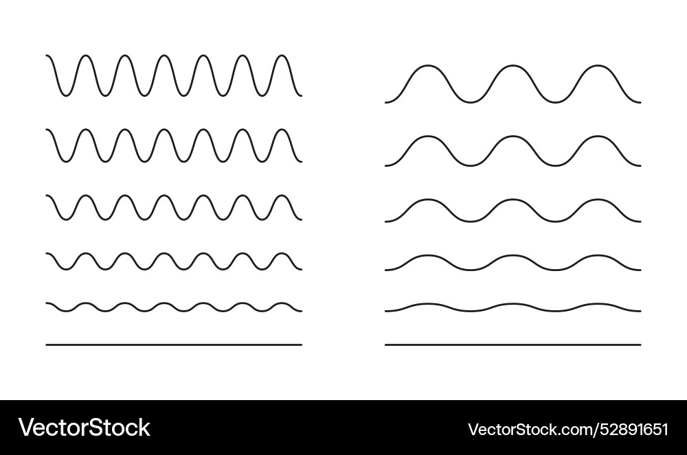 Wavy curvy lines simple undulate borders Wavy curvy lines simple undulate borders vector image