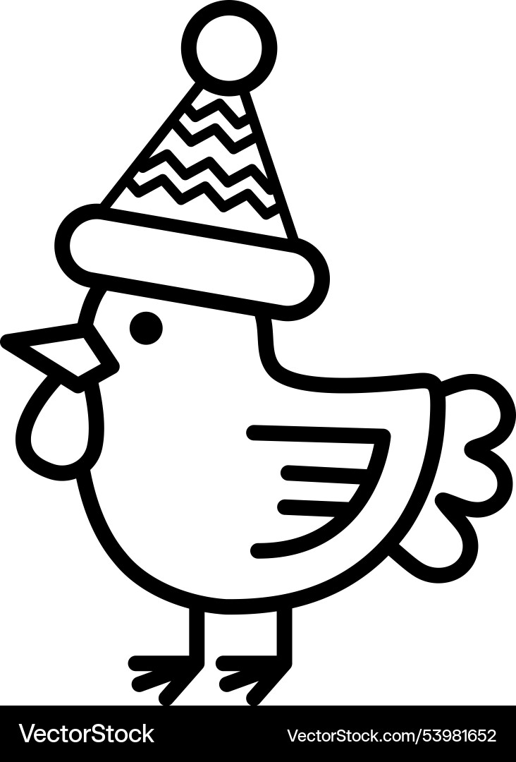A cartoon chicken wearing christmas hat A cartoon chicken wearing christmas hat vector image