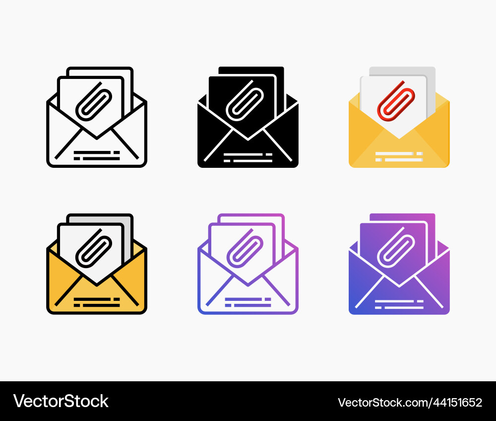 Attached icon set with different styles Vector Image