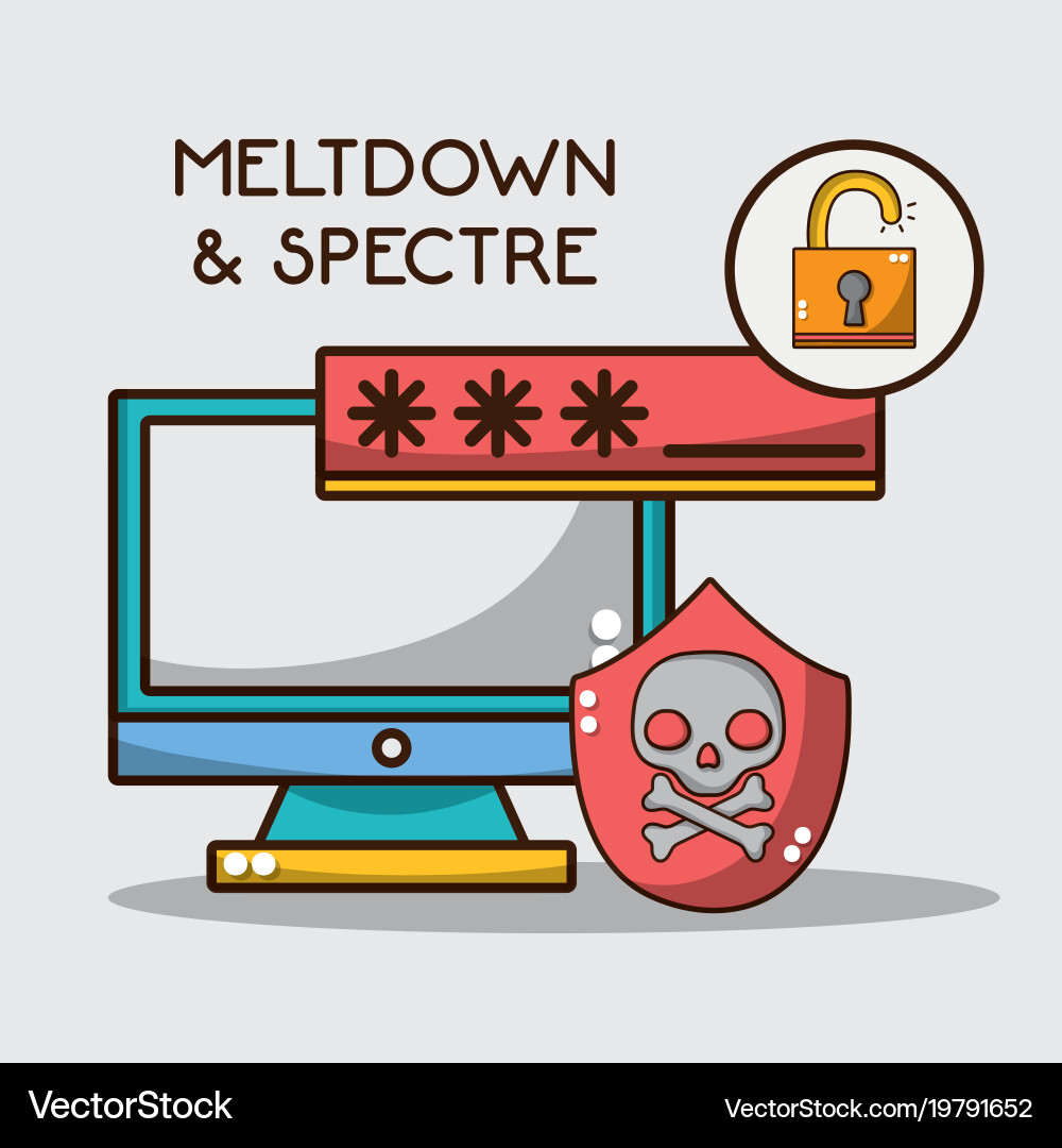 Computer with digital code and skull warning Vector Image