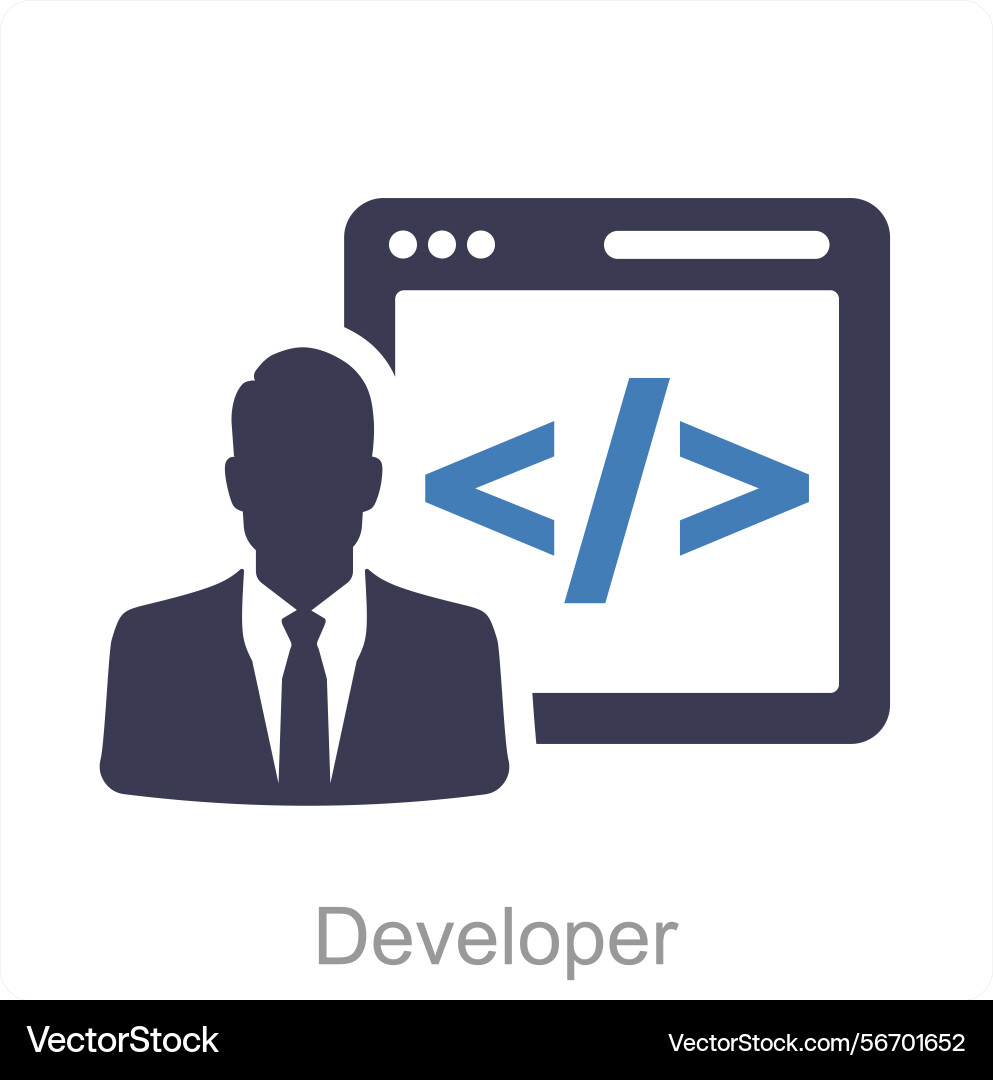 Developer and code icon concept vector image