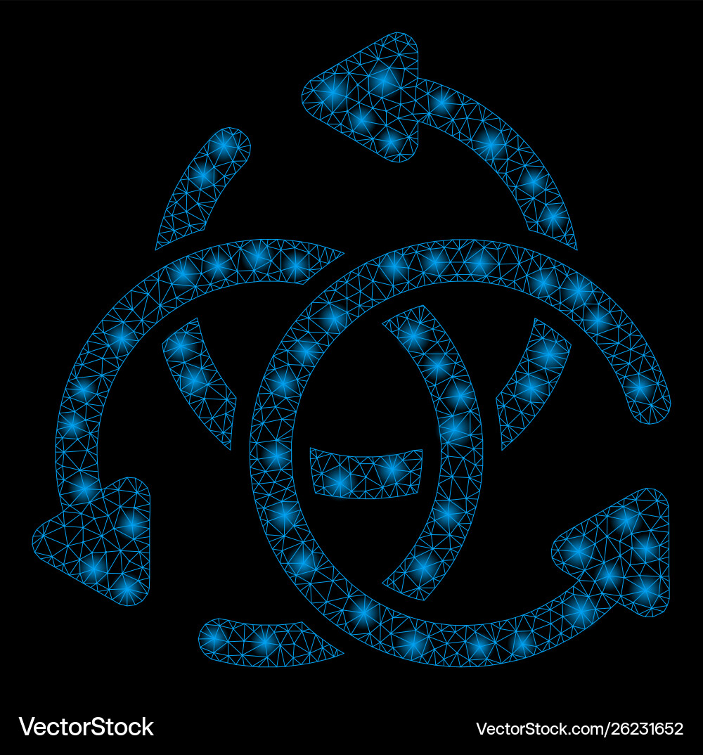 Glossy mesh network knot rotation with light spots Vector Image
