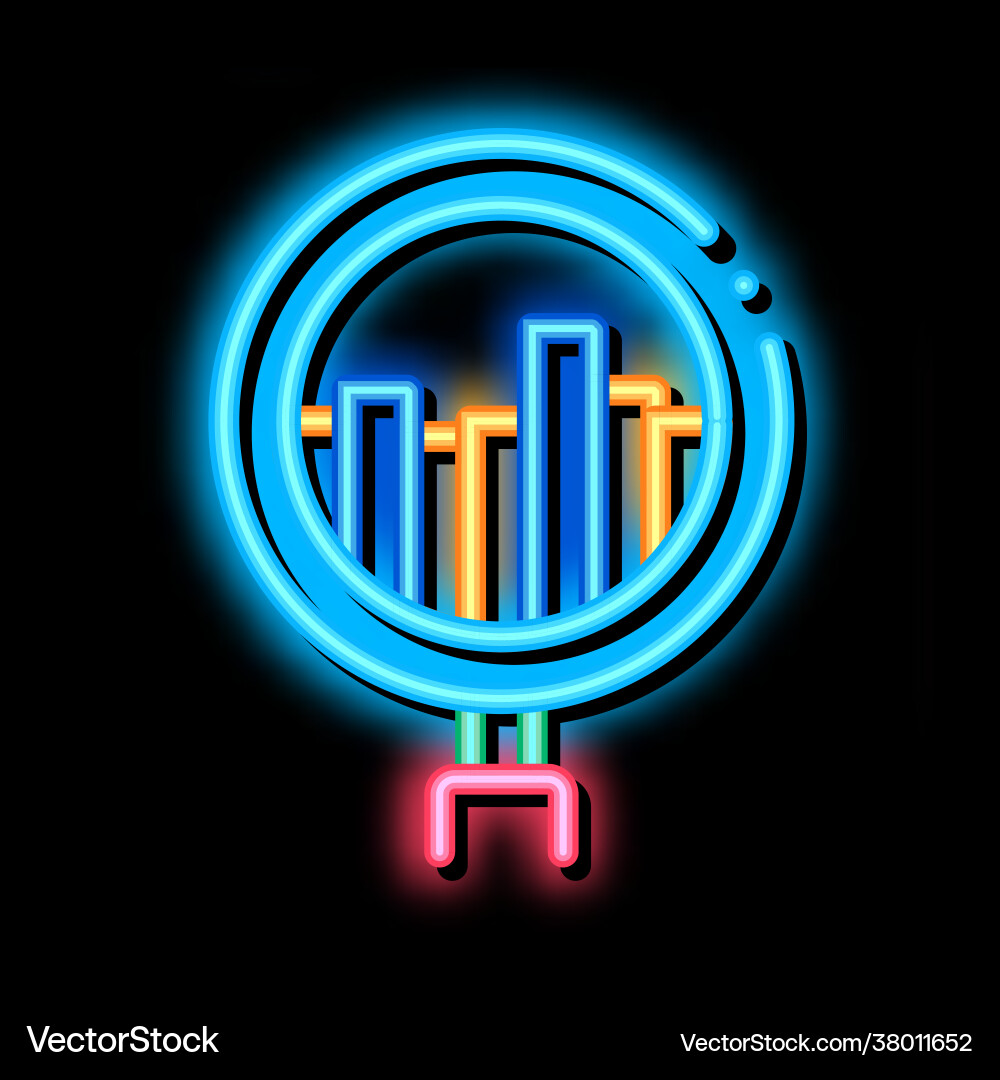 Graph in magnifier glass agile element neon glow vector image