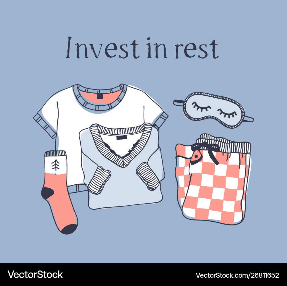 Hand drawn objects about sleep routines and text Vector Image