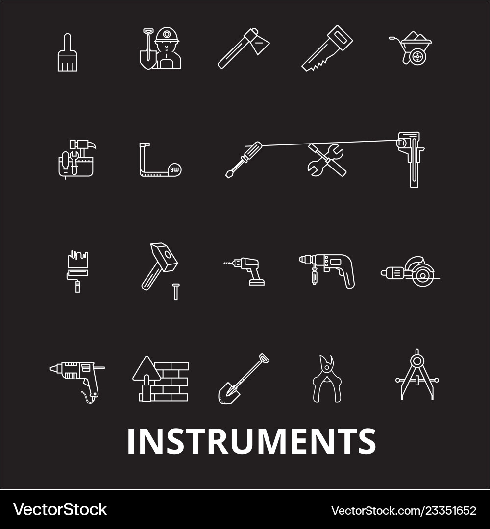 Instruments editable line icons set Vector Image