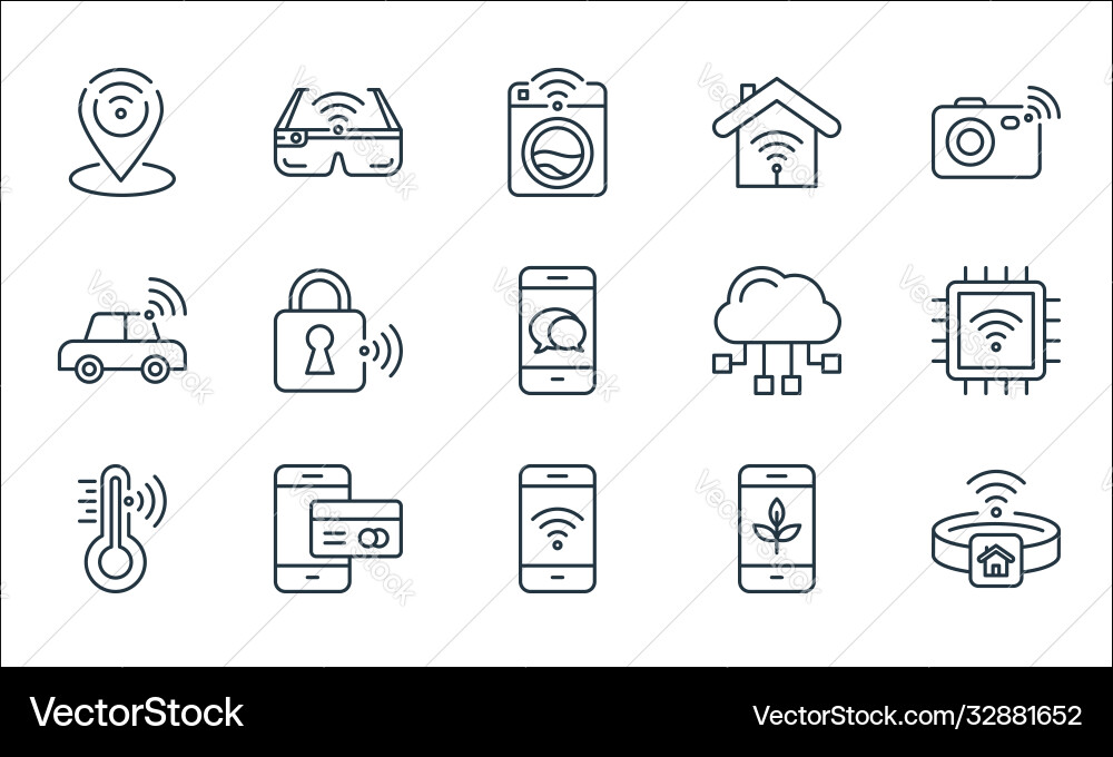 Internet things line icons linear set quality Internet things line icons linear set quality vector image