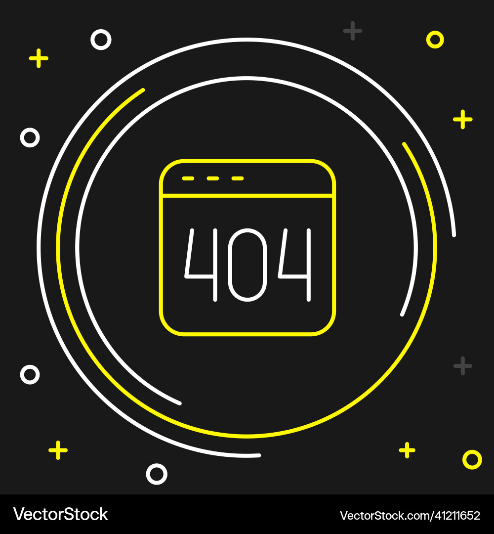Line page with a 404 error icon isolated on black Line page with a 404 error icon isolated on black vector image