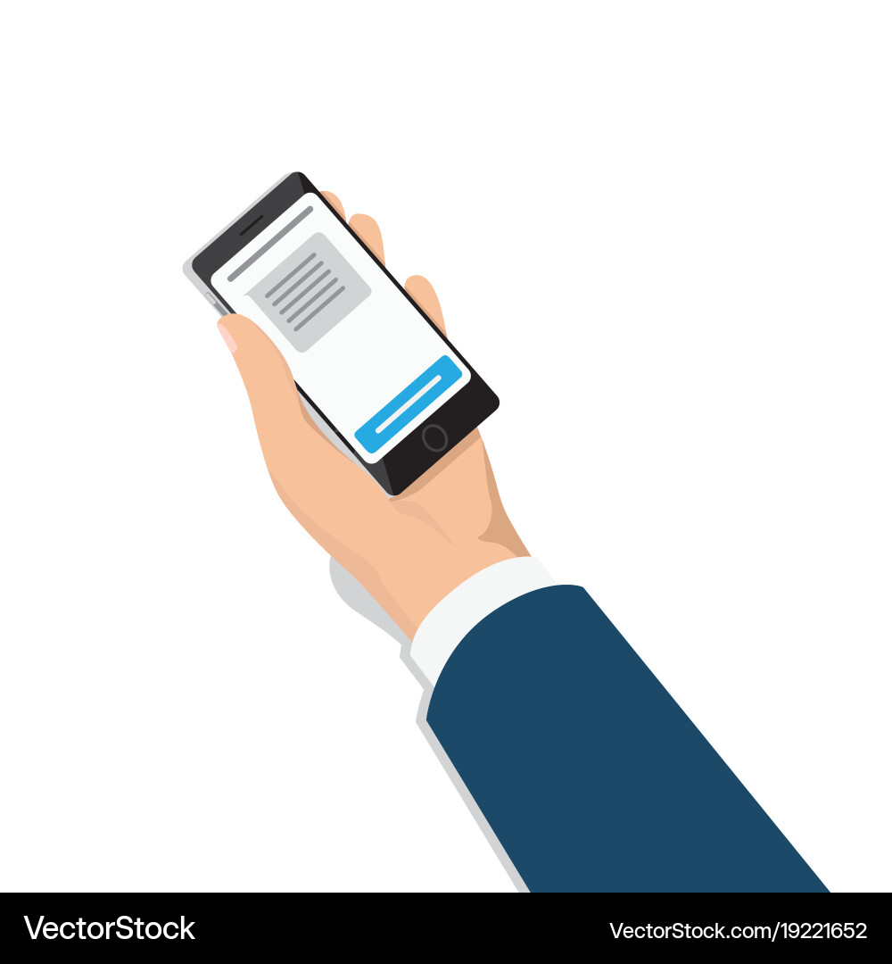 Man Holding Smartphone with Message Vector Image