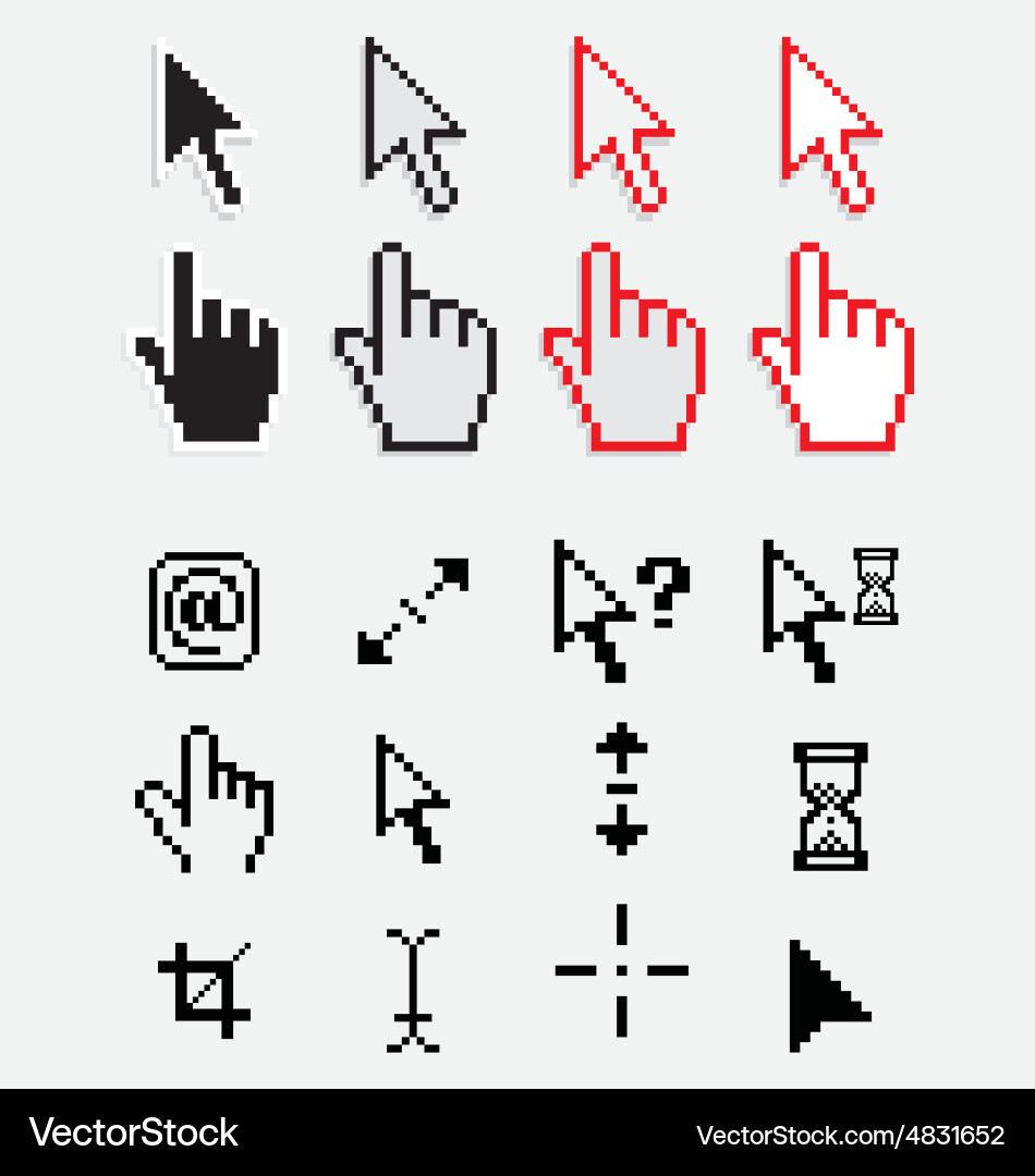 Pixel Cursor Icons - Retro Style vector image