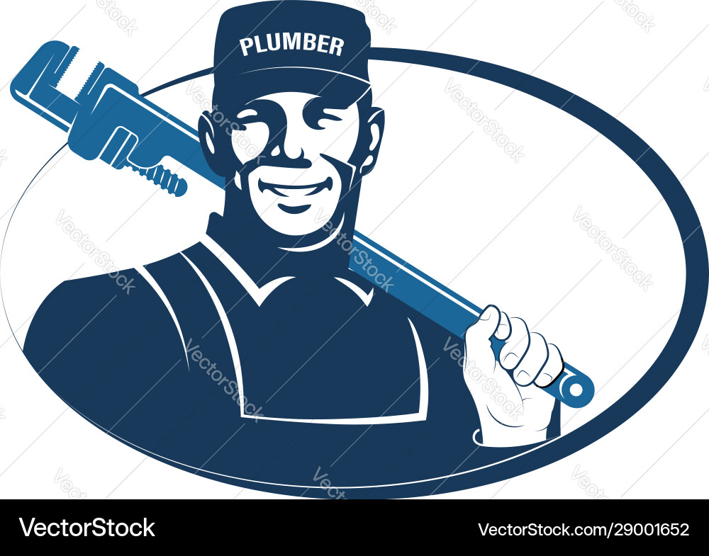 Plumber with Wrench - Service Icon Vector Image