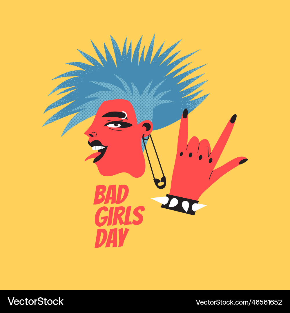 Portrait of a young woman with punk rock hairstyle Portrait of a young woman with punk rock hairstyle vector image