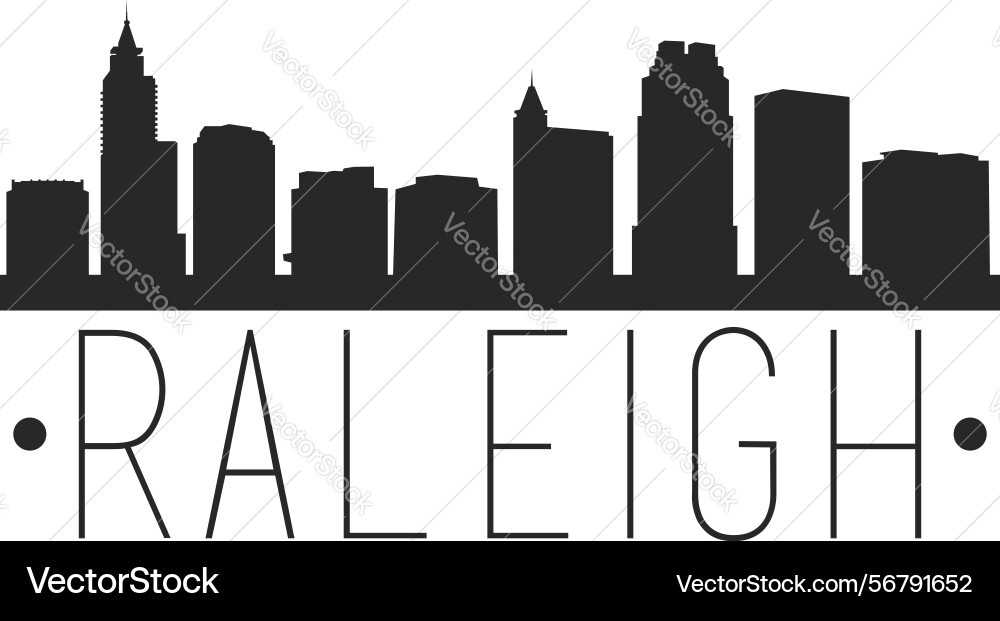 Raleigh north carolina skyline silhouette city Raleigh north carolina skyline silhouette city Vector Image