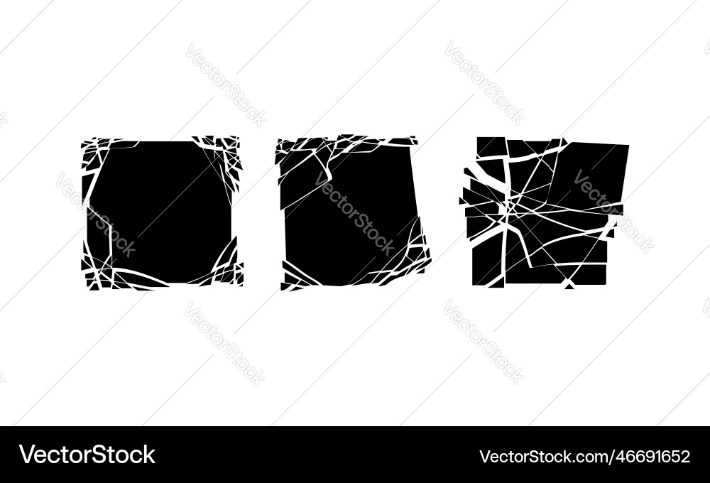 Set black square explode shapes cube broken Set black square explode shapes cube broken Vector Image