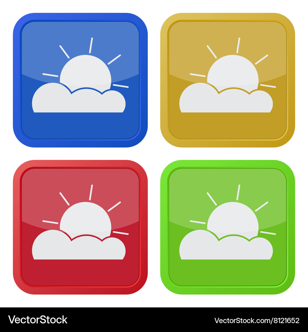 Set of four square icons with partly cloudy Vector Image