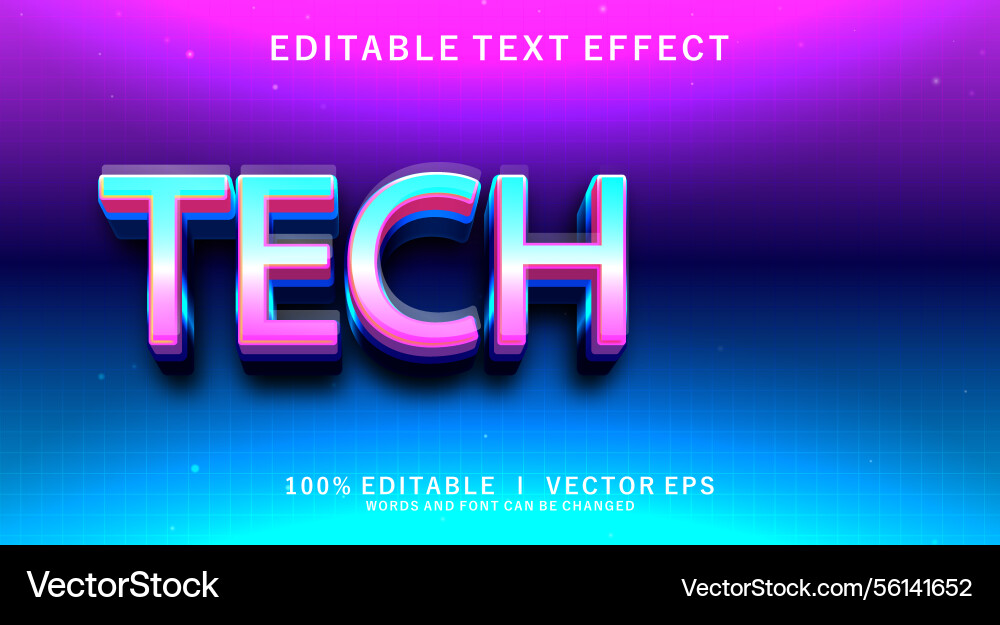 Tech 3d text effect with modern style design Tech 3d text effect with modern style design vector image