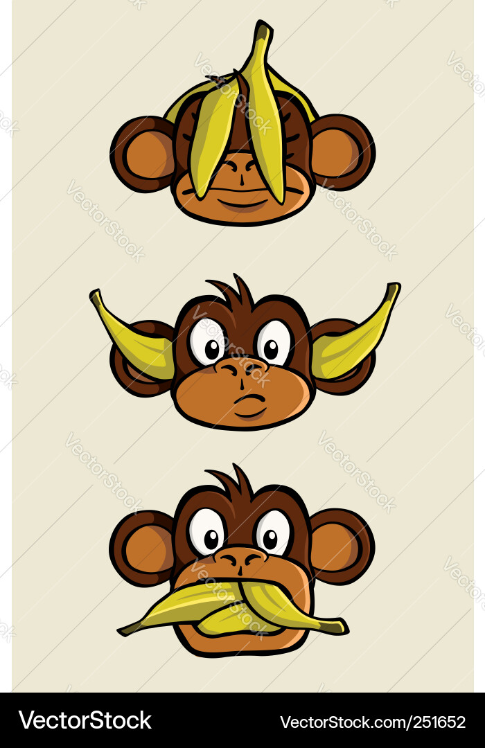 Three Wise Monkeys - Banana Edition Vector Image