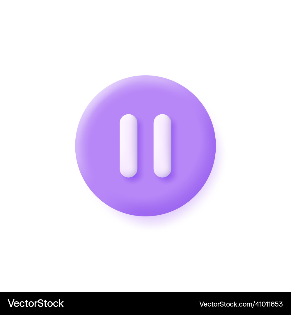 3d icon pause button on white background 3d icon pause button on white background vector image