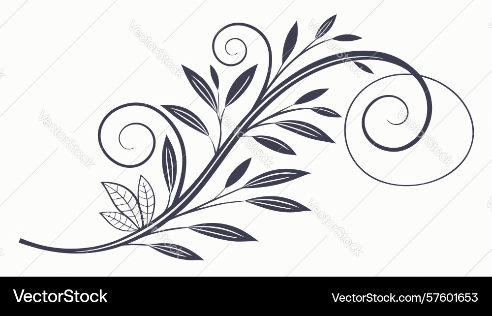 Bold botanical swirl distinctive design element vector image