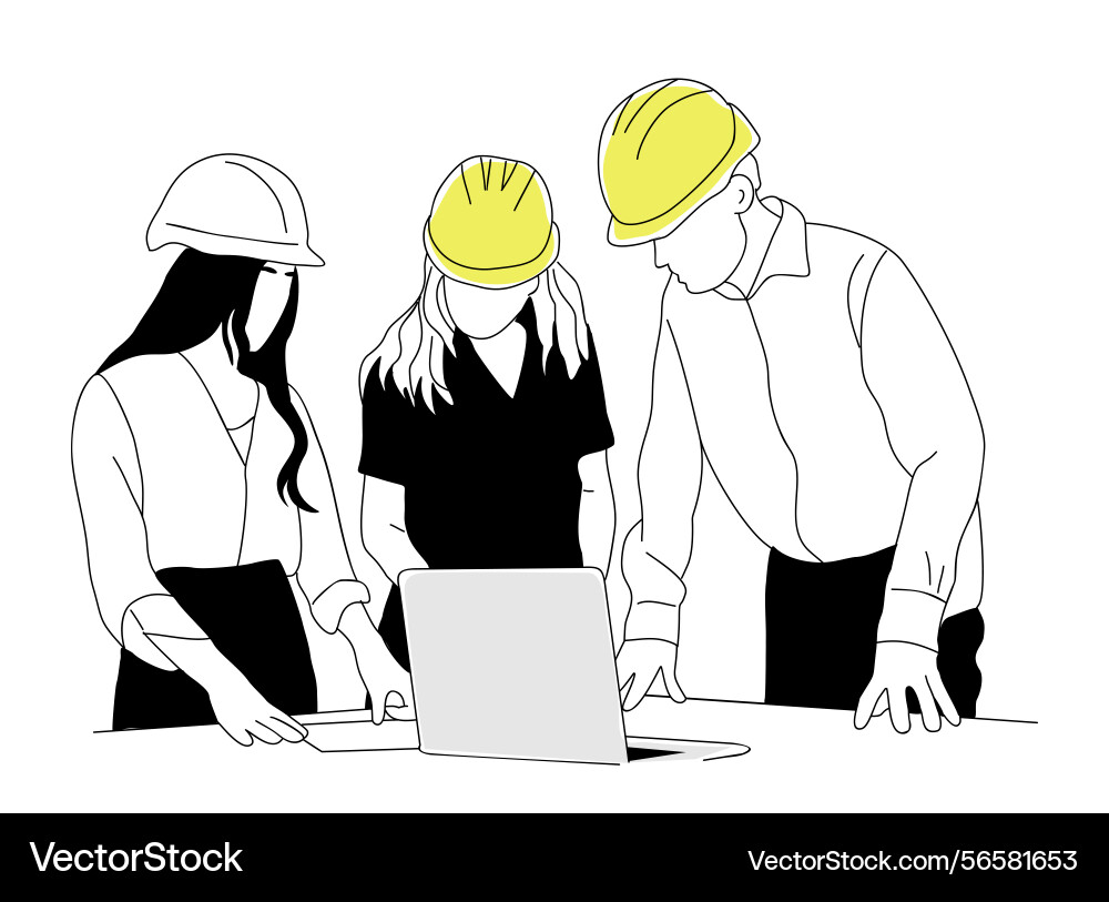 Builder engineers working together on a project Builder engineers working together on a project vector image