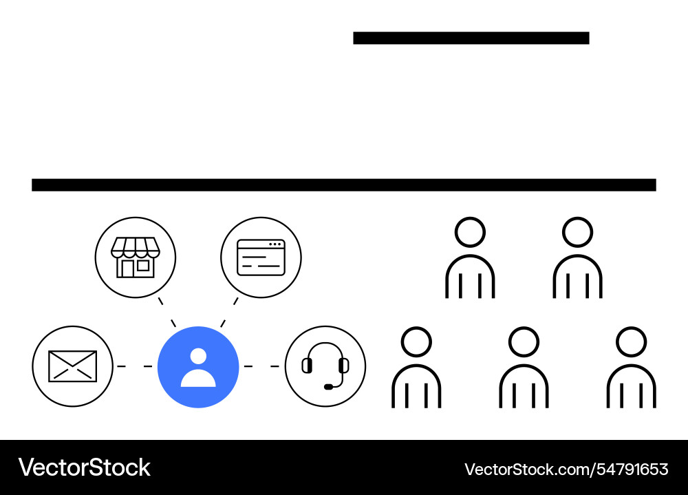 Business network diagram with user storefront Business network diagram with user storefront vector image