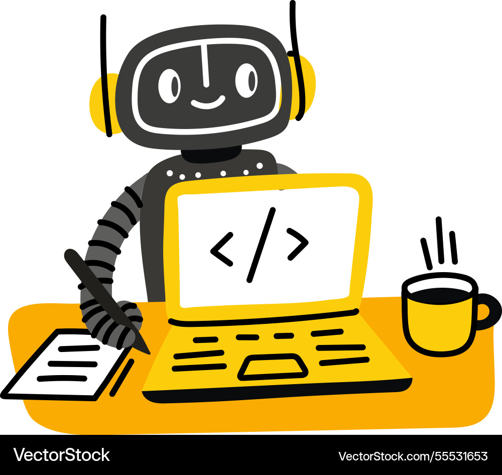 Coding Robot Royalty Free Vector Image VectorStock Coding Robot Royalty Free Vector Image VectorStock