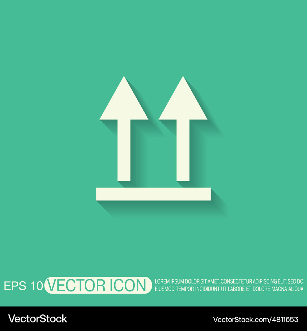 Fragile symbol arrow up logistic icon vector image