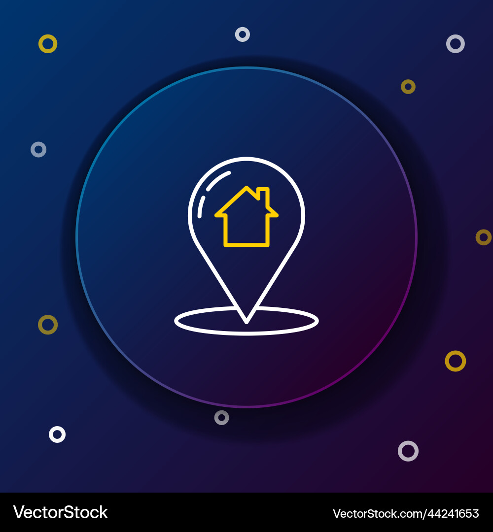 Line map pointer with house icon isolated on blue Line map pointer with house icon isolated on blue vector image
