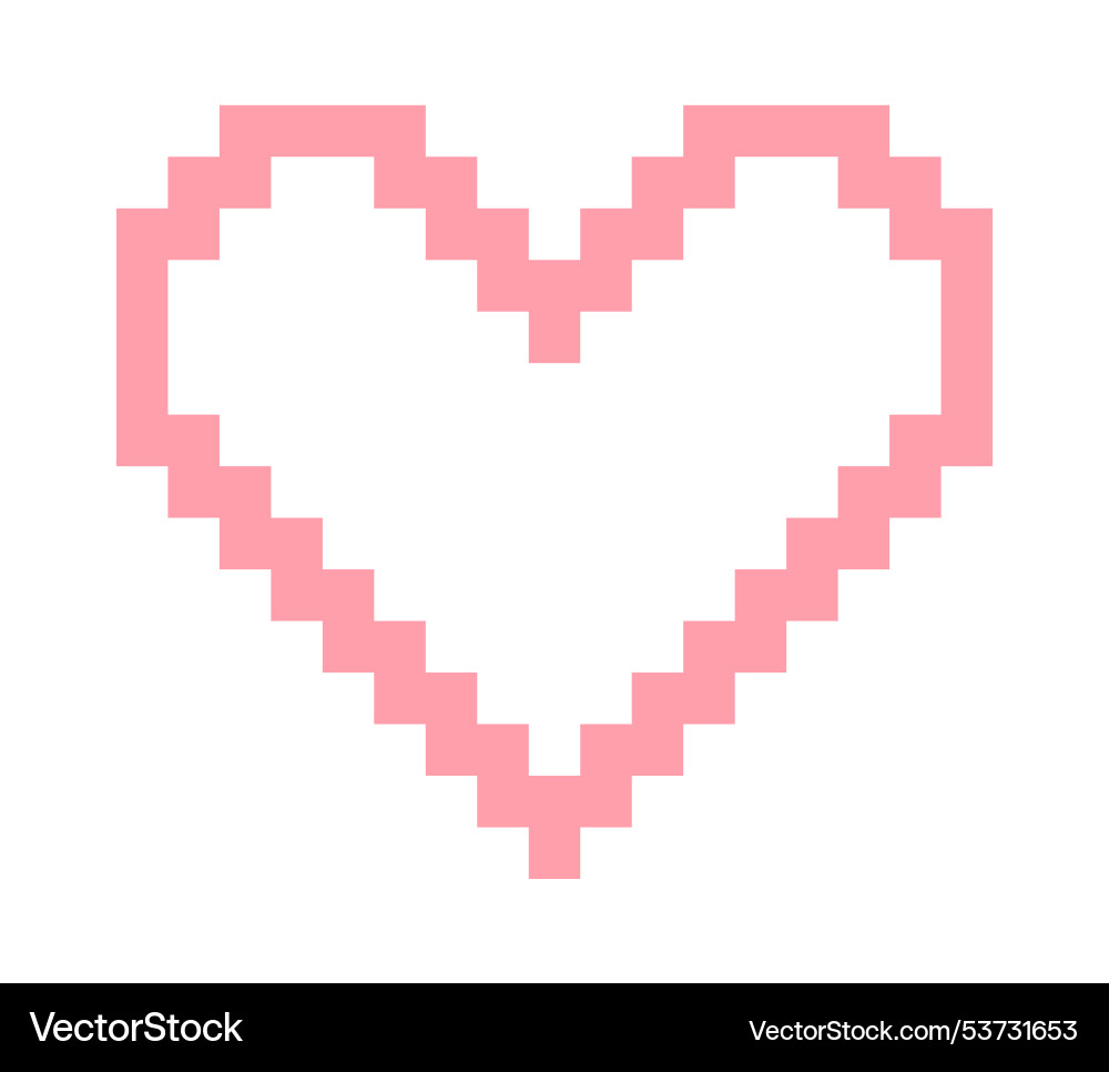 Pixel heart outline empty inside – Royalty-Free Vector | VectorStock, image size:1000x966
