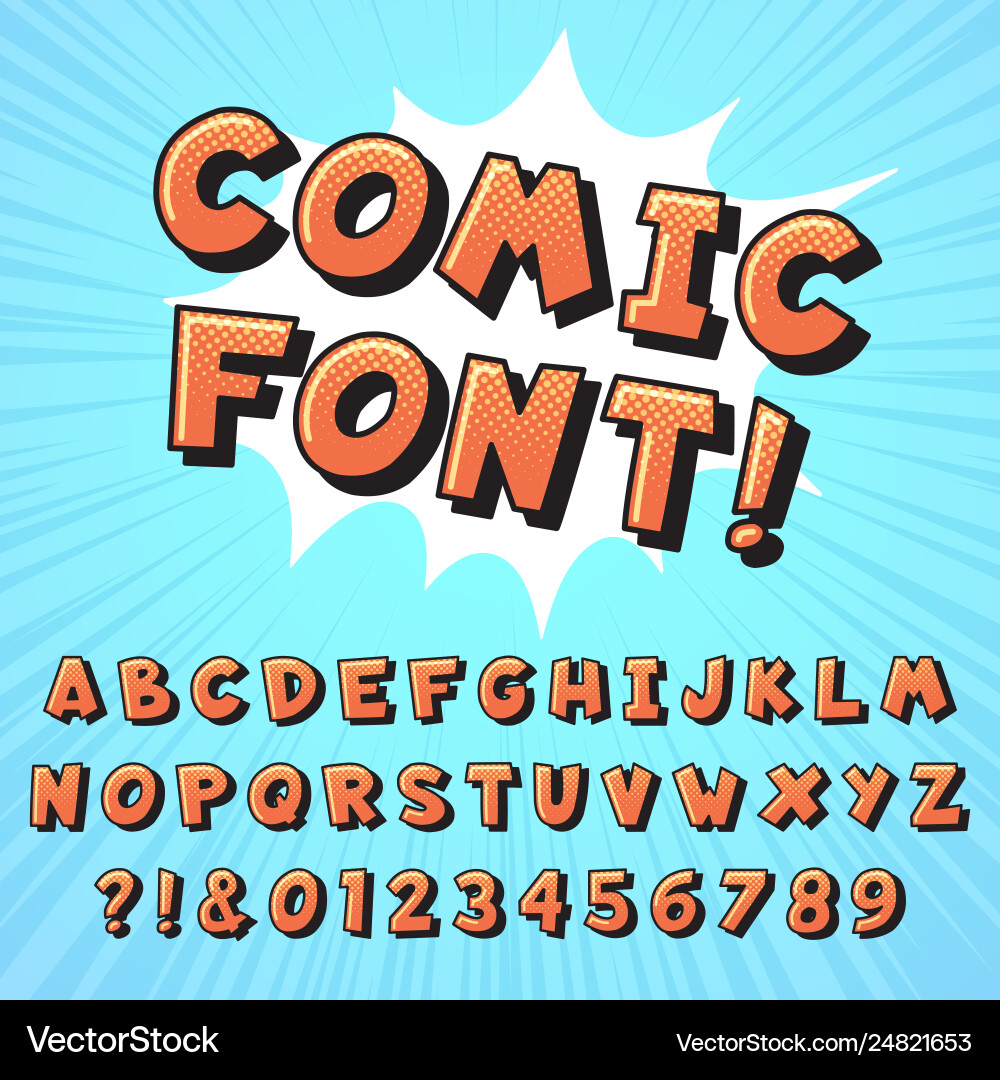 Retro comic book font super hero comics letters Retro comic book font super hero comics letters vector image