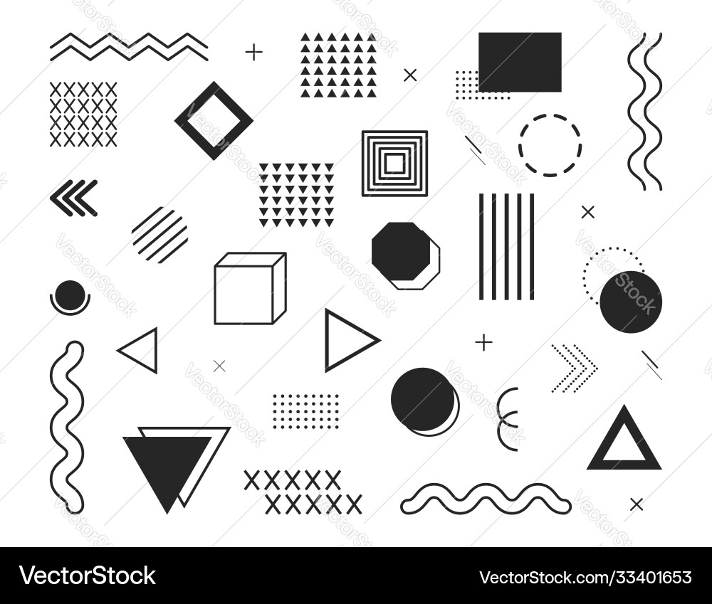 Retro Geometric Shapes Pattern Vector Image