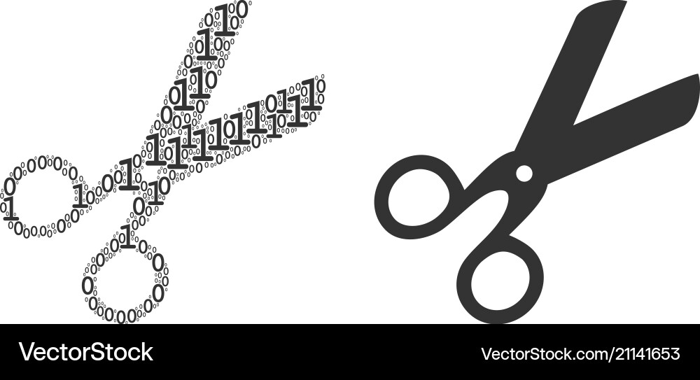 Scissors mosaic of binary digits Vector Image