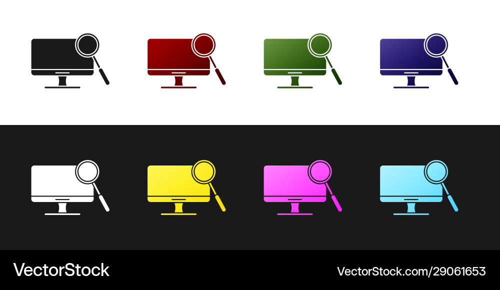 Set computer monitor diagnostics icon isolated Set computer monitor diagnostics icon isolated vector image