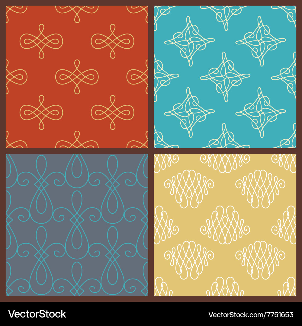 Set of seamless calligraphic patterns vector image