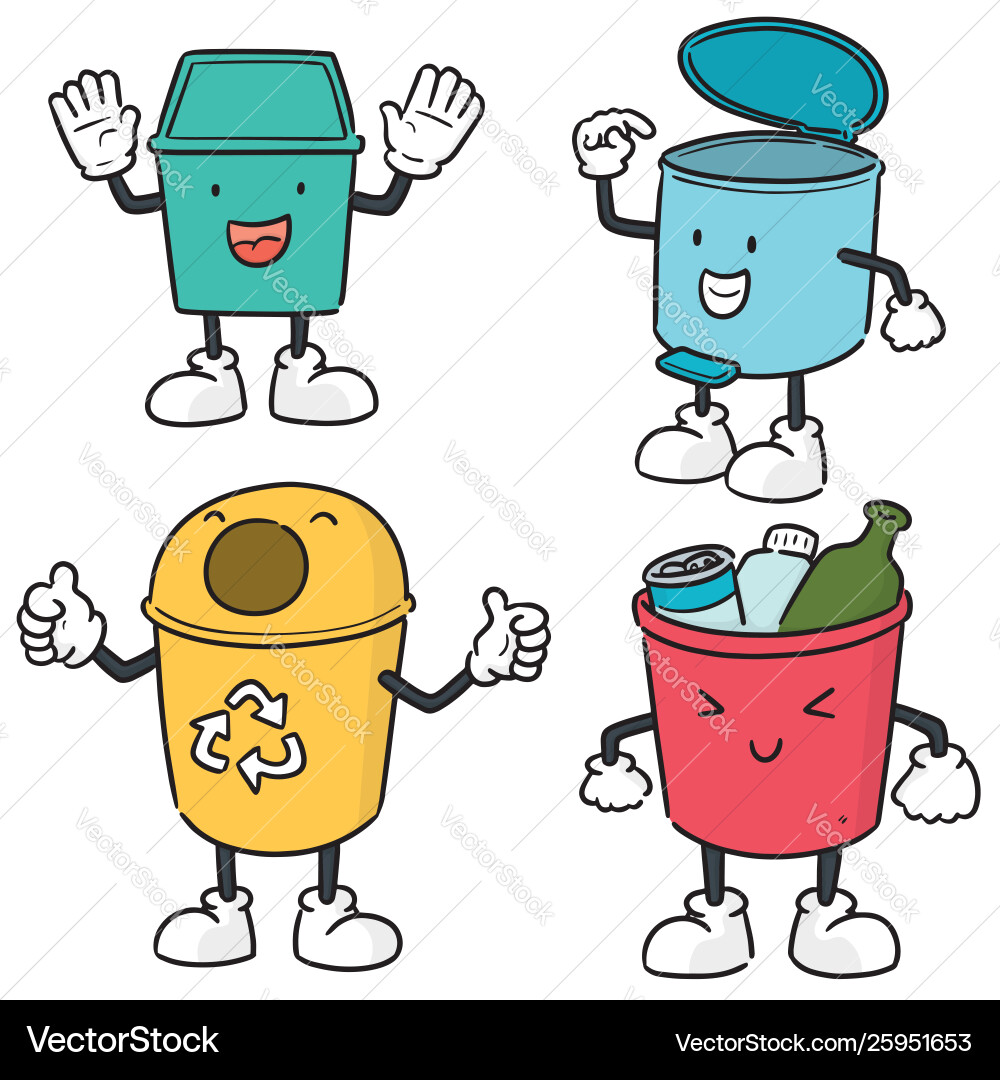 Set recycle garbage Set recycle garbage vector image