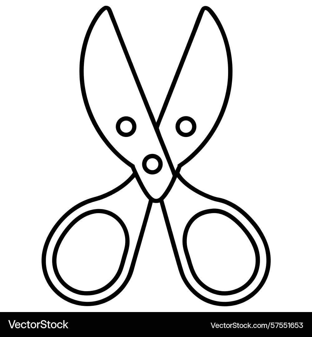Simple outline of a pair open scissors vector image