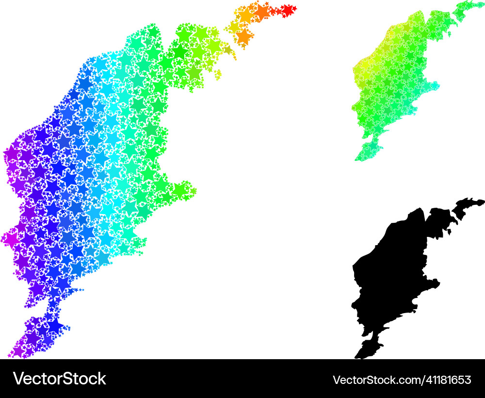 Spectrum gradient starred mosaic map of gotland vector image