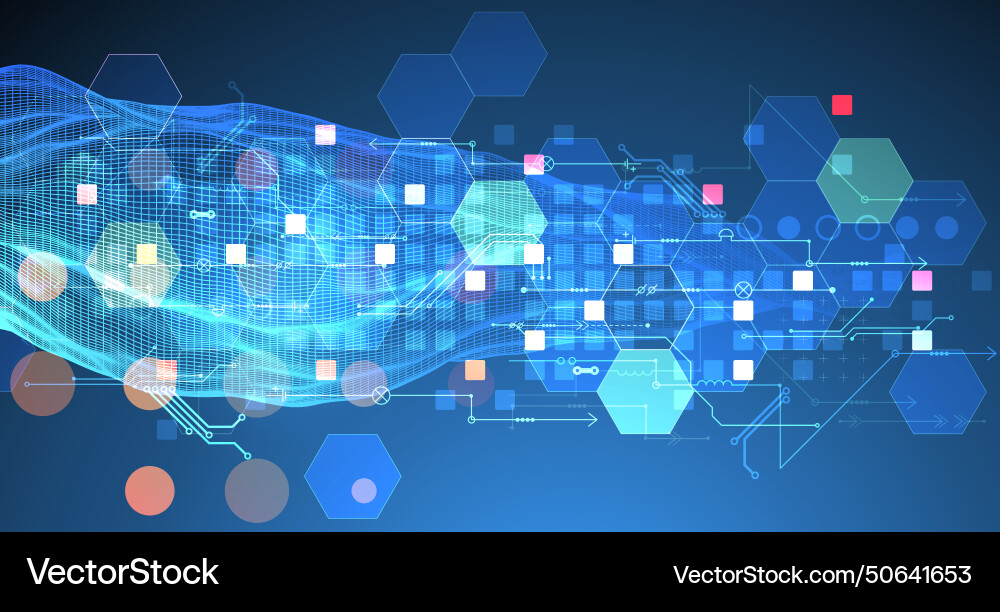 Wireframe big data concept abstract digital Wireframe big data concept abstract digital vector image