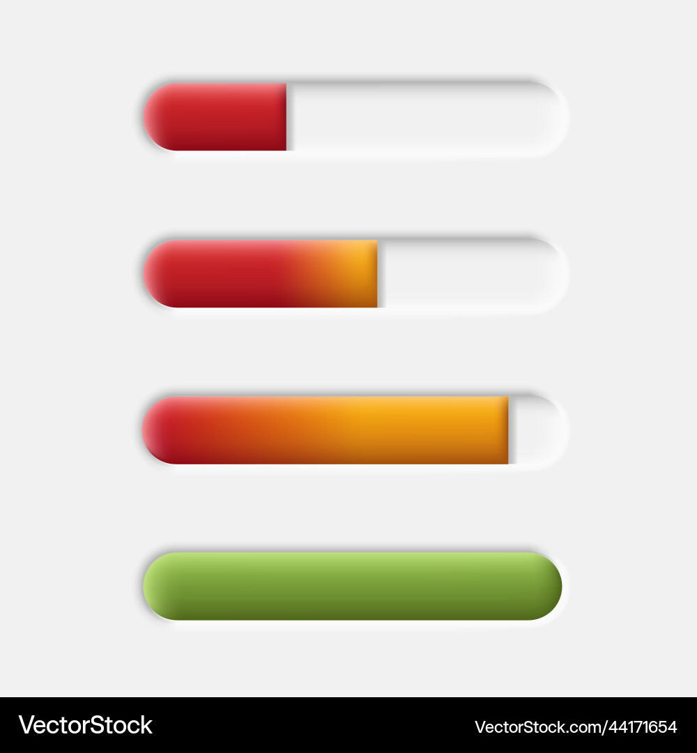 3d neumorphism progress bar with gradient from red 3d neumorphism progress bar with gradient from red vector image