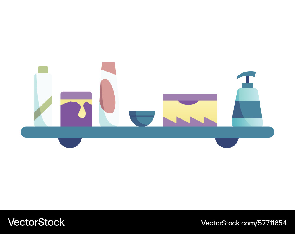 A shelf displaying variety of different A shelf displaying variety of different Vector Image