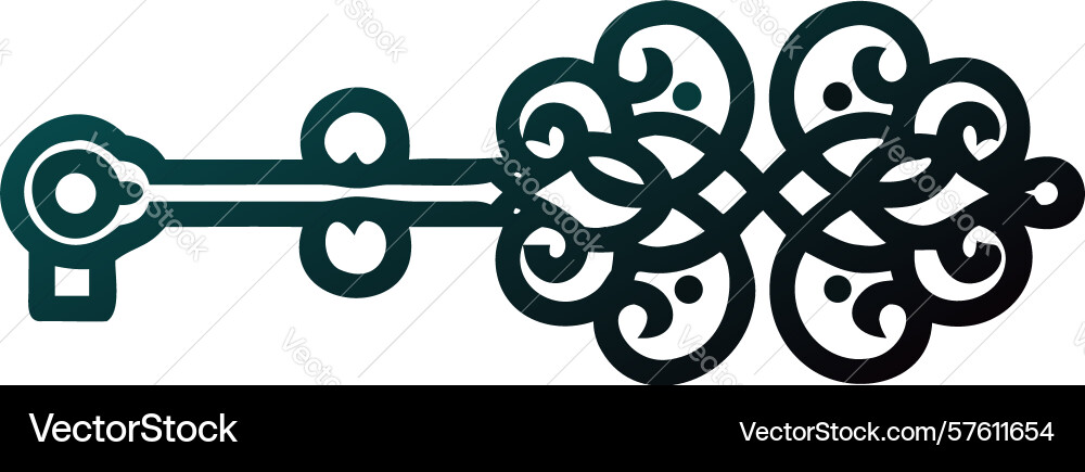 Abstract ornate key design with swirling patterns vector image