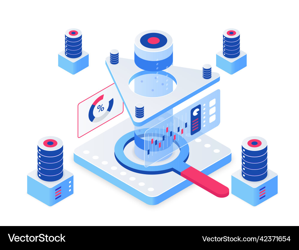 Collecting and processing data tool platform vector image