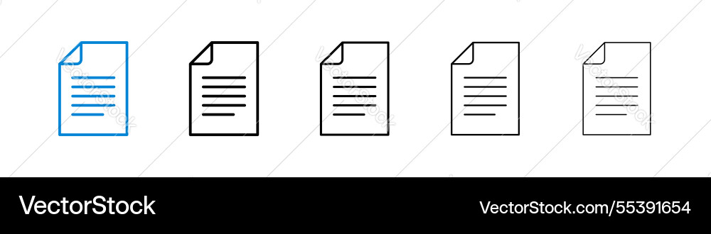 Document icons in five different stroke sizes Document icons in five different stroke sizes vector image