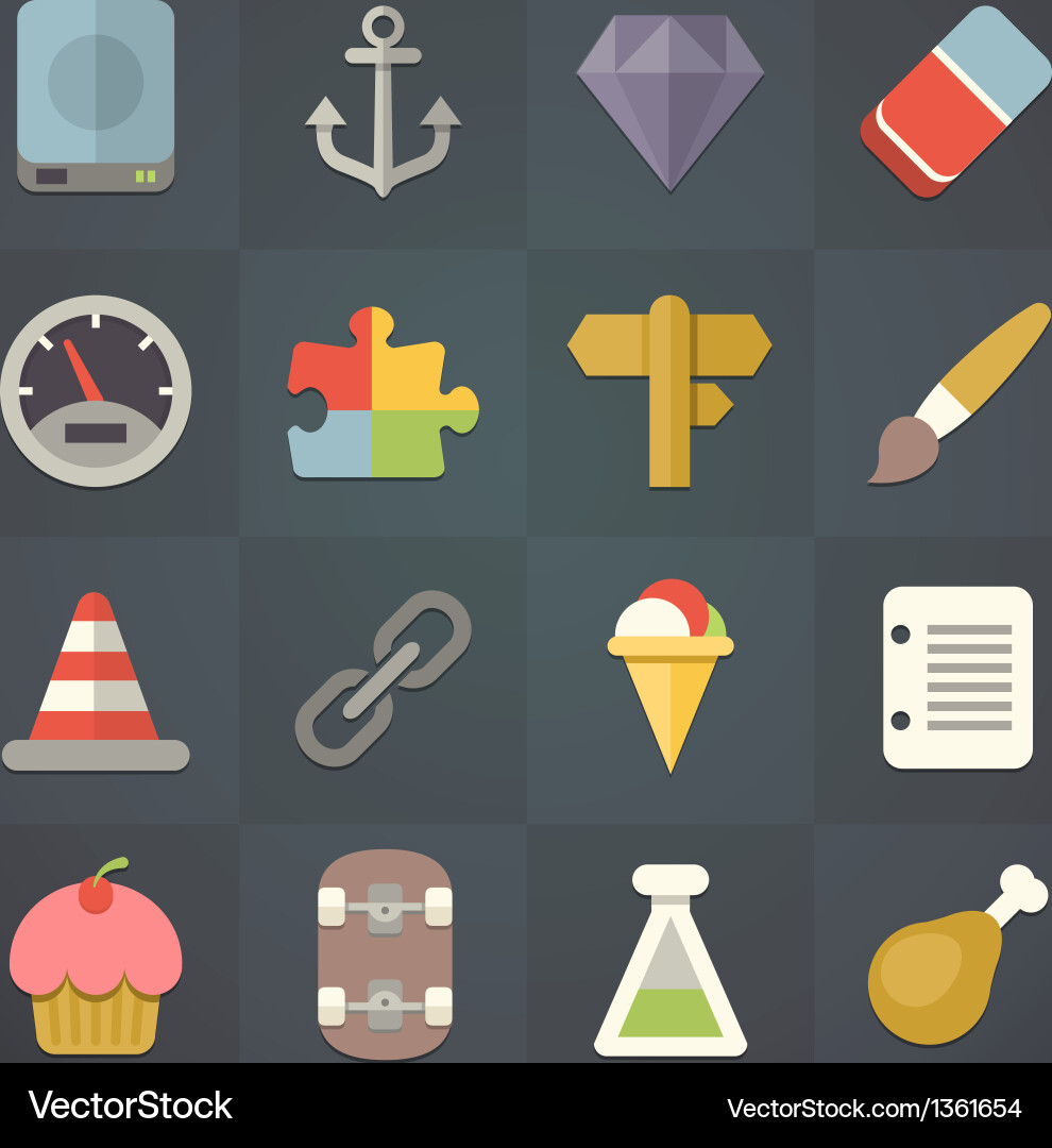 Flat Application Icons - Set 11 Vector Image