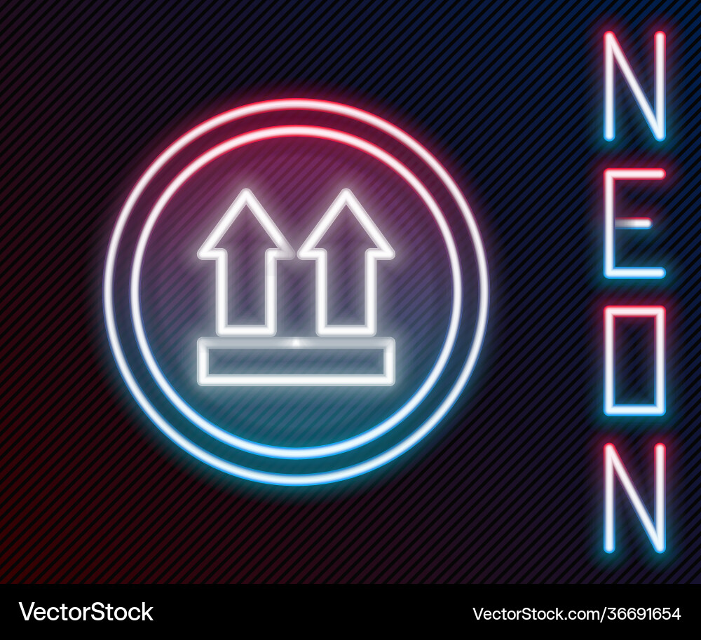 Glowing neon line this side up icon isolated Glowing neon line this side up icon isolated vector image