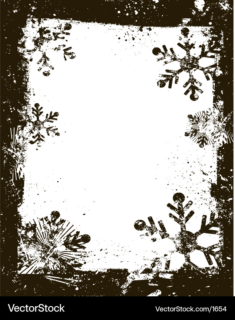 Grunge Snowflake Border - Winter Theme Vector Image
