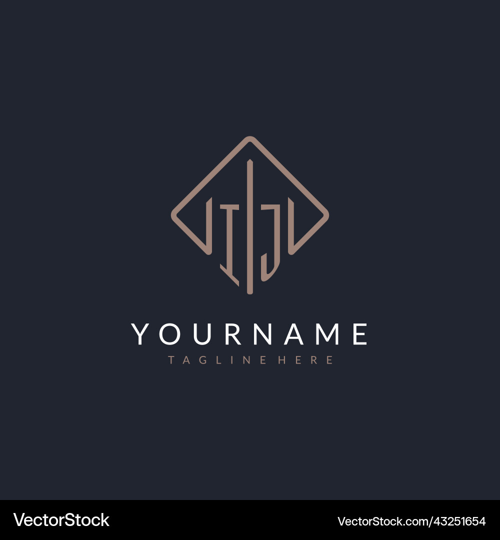 Ij initial logo with curved rectangle style design Ij initial logo with curved rectangle style design Vector Image