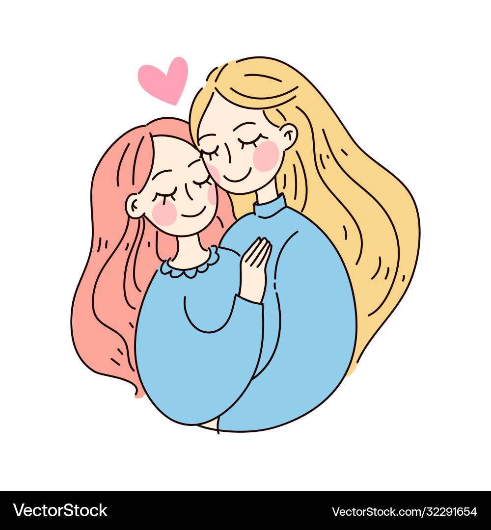Lgbt lesbian family concept kiss and hug sticker Lgbt lesbian family concept kiss and hug sticker vector image