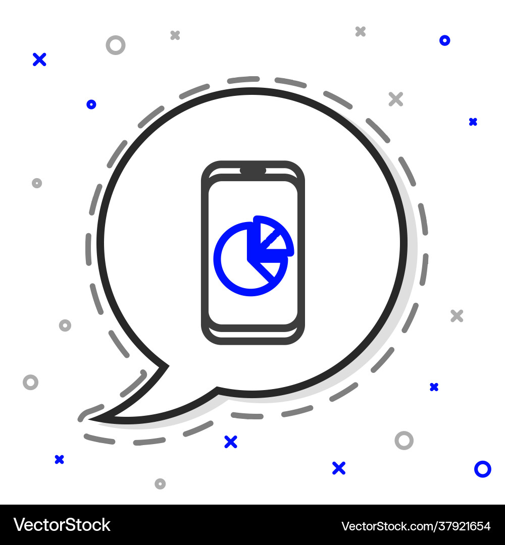 Line mobile phone with graph chart icon isolated Line mobile phone with graph chart icon isolated vector image