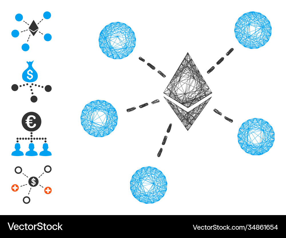 Linear ethereum net structure mesh Linear ethereum net structure mesh vector image