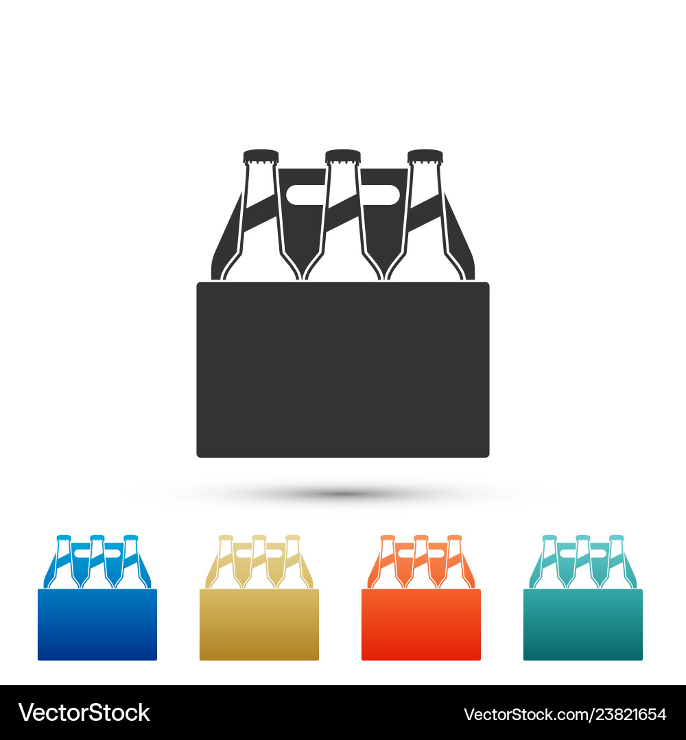 Pack of beer bottles icon case crate box Pack of beer bottles icon case crate box vector image